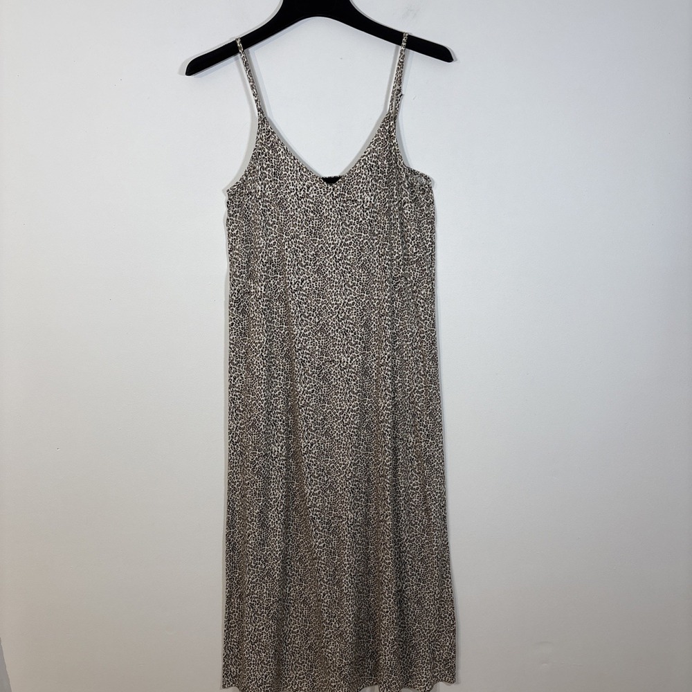 Jenni Kayne Leopard Slip Dress 100% Viscose Italian Fabric Maxi Dress XS Drapey - Picture 2 of 14